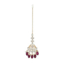 Etnico Gold Plated Traditional Kundan & Pearl Maang Tikka For Women (T3020Wi)