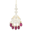 Etnico Gold Plated Traditional Kundan & Pearl Maang Tikka For Women (T3020Wi)