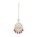 Etnico Gold Plated Traditional Kundan & Pearl Maang Tikka For Women (T3157Wi)