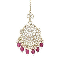 Etnico Gold Plated Traditional Kundan & Pearl Maang Tikka For Women (T3157Wi)