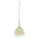 Etnico Gold Plated Traditional Kundan & Pearl Chandbali Earrings with Maang Tikka Set for Women/Girls (TE3015Min)