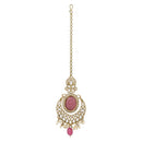 Etnico Gold Plated Traditional Pearl Hanging Kundan Stone Chandbali Earring With Maang Tikka For Women/Girls (TE3027Pu)