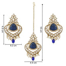 Etnico Gold Plated Traditional Kundan Pearl Chandbali Earrings With Maang Tikka For Women/Girls (TE3031) (Blue)
