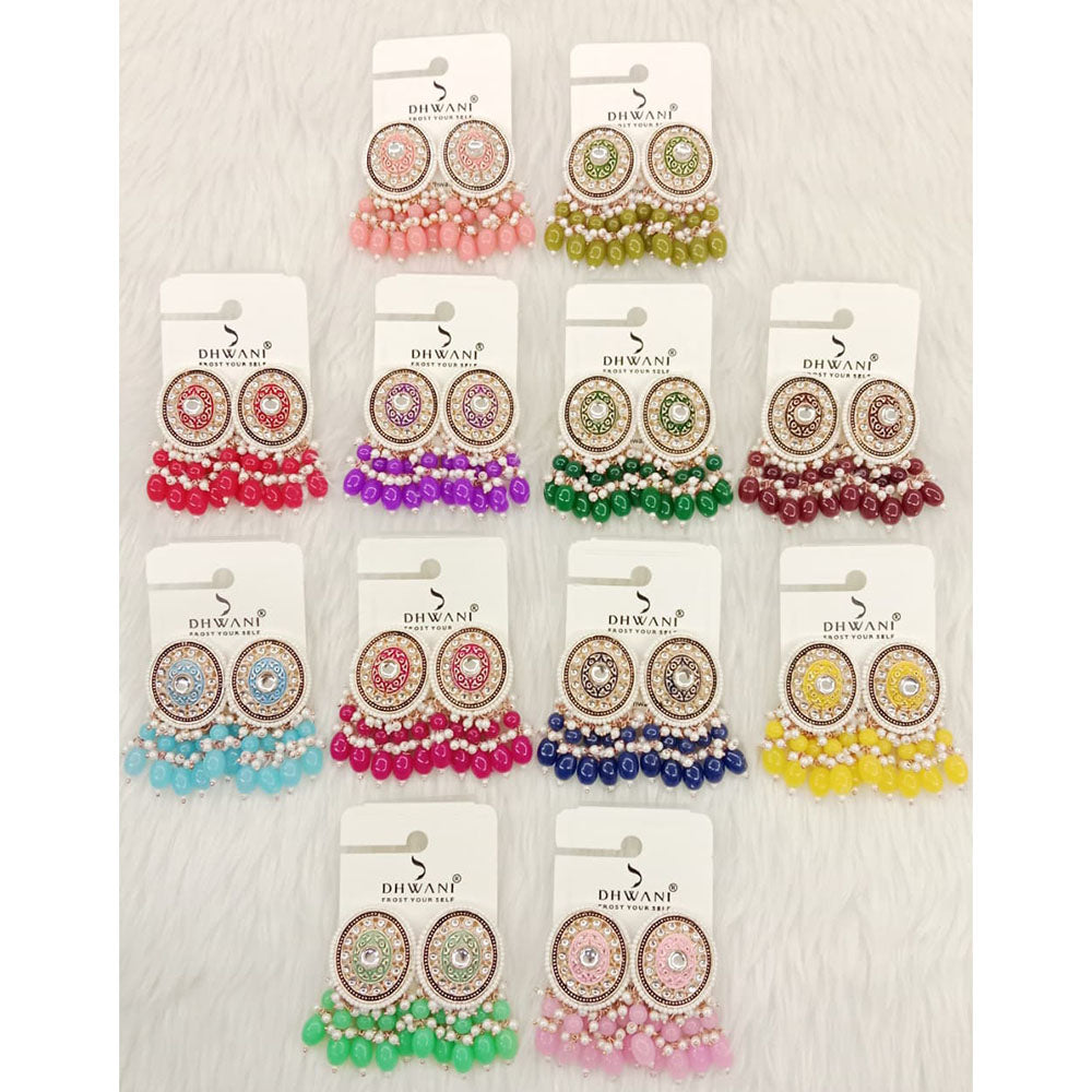 Dhwani Crystal Stone Beads And Meenakari Dangler Earrings 