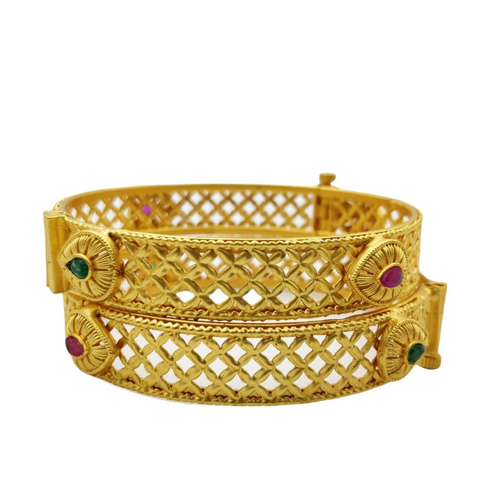 Choice Gold Plated Pota Stone Bangles Set