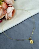 LAFZ  Invisible Wire Lakshmi Coin Pendant Necklace with Gold Bead Accents - TM599