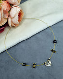 LAFZ  Invisible Wire Crescent Pendant Necklace with Black Bead Accents - TM603