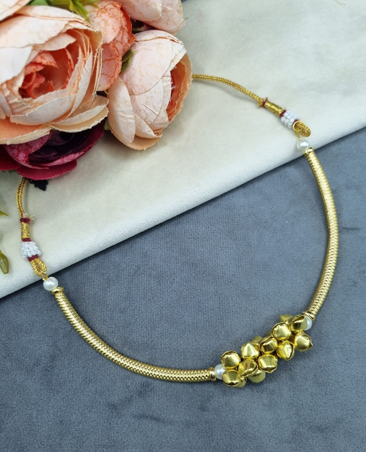 LAFZ  Traditional Gold Bell Choker Necklace with Ghungroo Accents - TM604