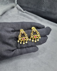 LAFZ Sparkling Multi-Stone AD Temple Earrings