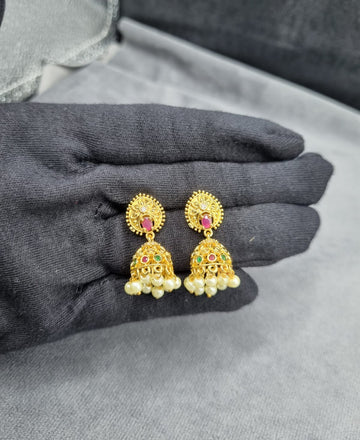 LAFZ Gold-Tone Temple Jhumka Earrings
