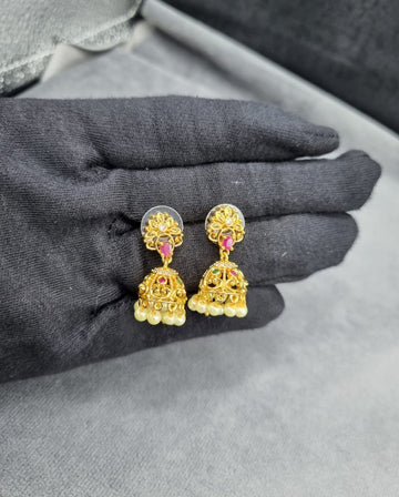 LAFZ Temple Vedic Bloom Gold Temple Jhumkas
