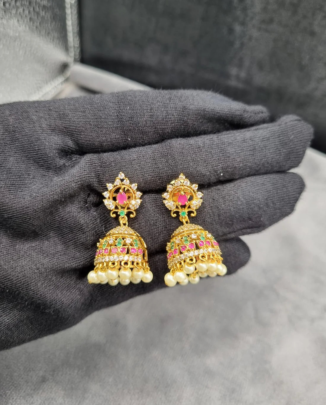 LAFZ Heritage Emerald Temple Jhumkas