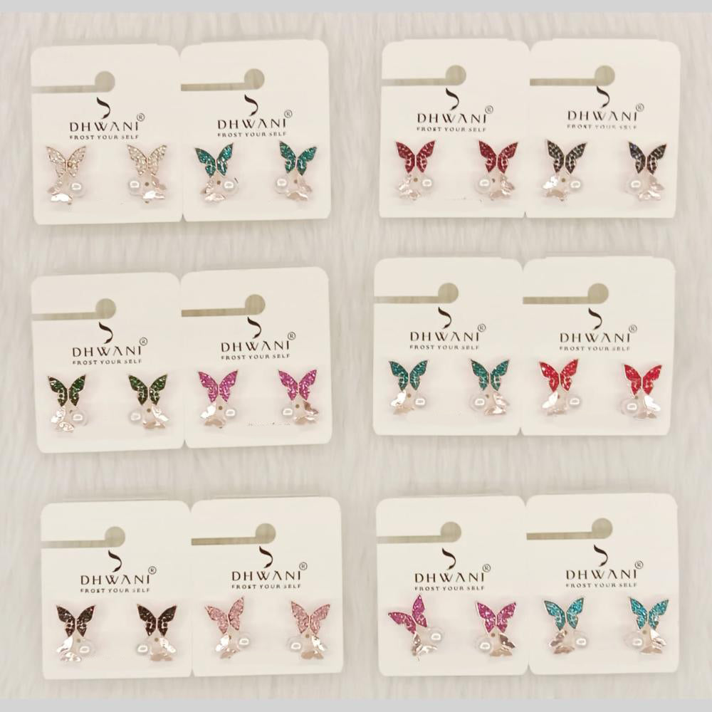 Dhwani Minimal Austrian Stone Butterfly Shape Stud Earrings 
