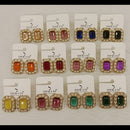 Dhwani Minimal Austrian Stone And Pota Stone Stud Earrings (Set Of 12)