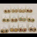 Dhwani Minimal Austrian Stone And Pota Stone Stud Earrings ( Set Of 12)