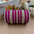 Wedding Chuda Gold Plated Austrian Stone And Velvet Bridal Bangles Set