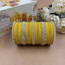 Wedding Chuda Gold Plated Austrian Stone And Velvet Bridal Bangles Set