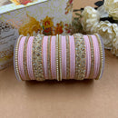 Wedding Chuda Gold Plated Austrian Stone And Velvet Bridal Bangles Set