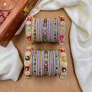 Wedding Chuda Gold Plated Kundan Stone And Austrian Stone Pearl Bangles Set