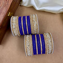 Wedding Chuda Gold Plated Austrian Stone And Pearl Bridal Bangles Set