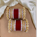 Wedding Chuda Gold Plated Kundan Stone And Pearl Acrylic Bangles Set