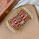 Wedding Chuda Gold Plated Kundan Stone And Pearl Acrylic Bangles Set