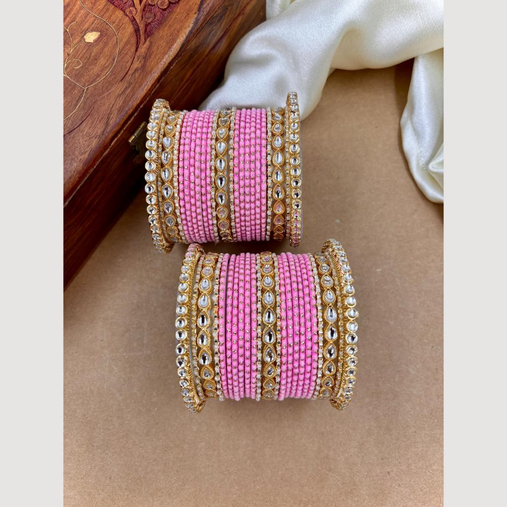 Wedding Chuda Gold Plated Kundan Bangles Set
