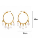 Etnico Fashion Gold Plated Anti Tarnish Faux Pearl Hoop Earrings for Women & Girls Lightweight Hoop Drop Earrings (WE004W)