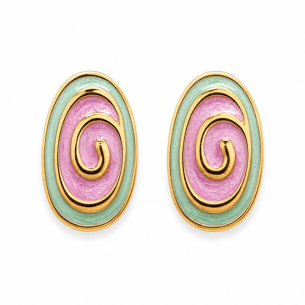 Etnico Fashion Gold Plated Anti Tarnish Spiral Design Stud Earrings for Women & Girls Lightweight Fashion Jewellery (WE005Mul)