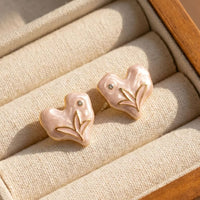 Etnico Fashion Gold Plated Anti Tarnish Heart Design Stud Earrings with Simulated Stone for Women & Girls Lightweight Fashion Jewellery (WE006W)