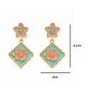 Etnico Fashion Gold Plated Anti Tarnish Pink & Blue Floral Design Drop Earrings with Simulated Stone for Women & Girls Lightweight Fashion Jewellery (WE007Mul)