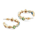Etnico Fashion Gold Plated Anti Tarnish Multicolor Crystal Hoop Earrings for Women & Girls Stone Studded Lightweight Fashion Jewellery (WE009Mul)