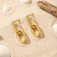 Etnico Fashion Gold Plated Anti Tarnish Link Chain Drop Earrings for Women & Girls Minimalist Statement Dangle Fashion Jewellery (WE015FL)