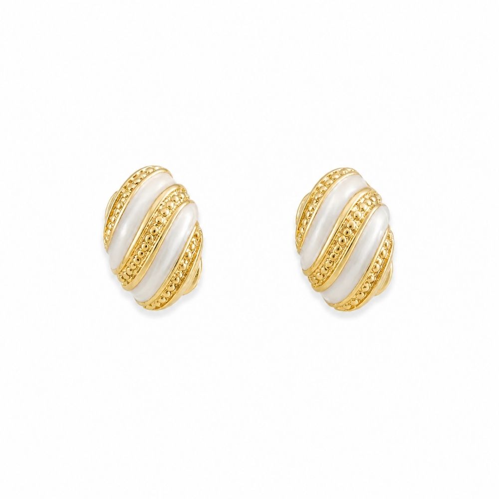 Etnico Fashion Gold Plated Anti Tarnish Pearl Finish Oval Stud Earrings for Women & Girls Elegant Everyday Fashion Jewellery (WE018W)