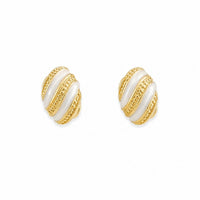 Etnico Fashion Gold Plated Anti Tarnish Pearl Finish Oval Stud Earrings for Women & Girls Elegant Everyday Fashion Jewellery (WE018W)