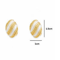 Etnico Fashion Gold Plated Anti Tarnish Pearl Finish Oval Stud Earrings for Women & Girls Elegant Everyday Fashion Jewellery (WE018W)