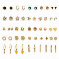 Etnico Fashion 25 Pairs Combo Anti Tarnish Set Latest Stylish Earrings for Women and Girls Gold Plated Stud & Hoop Fashion Jewellery Collection (WE023FL-CO)