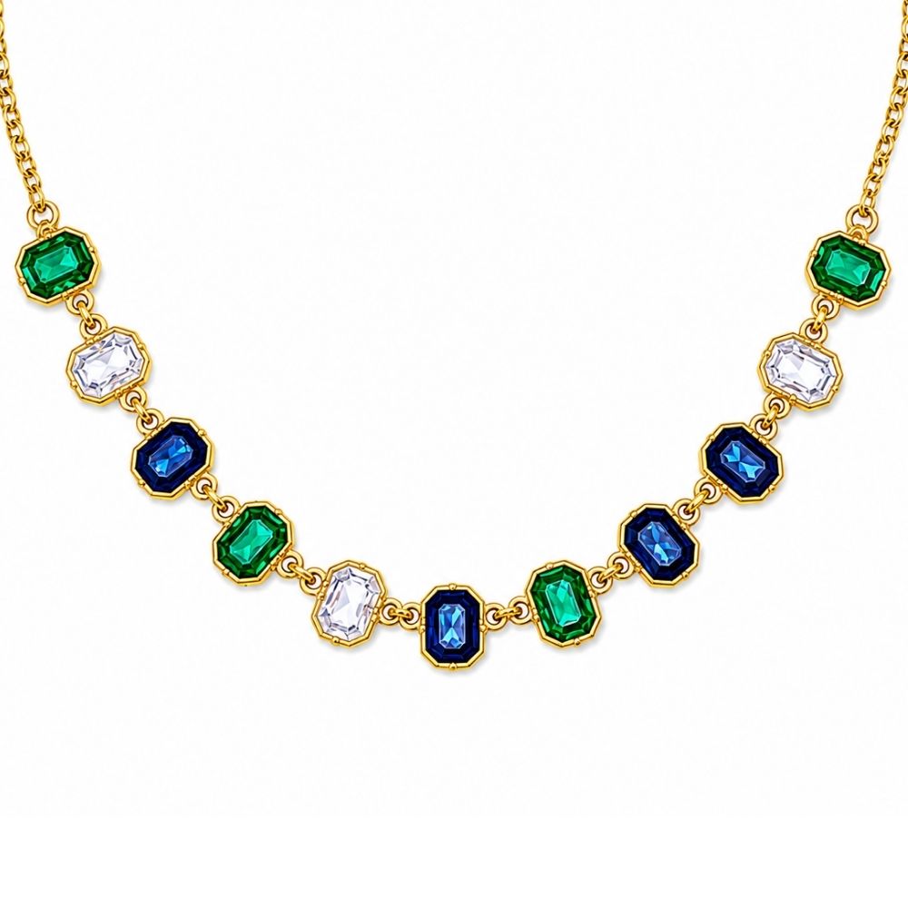 Etnico Fashion Gold Plated Anti Tarnish Multicolor Crystal Necklace for Women & Girls Stylish Fashion Jewellery (WN002Mul)