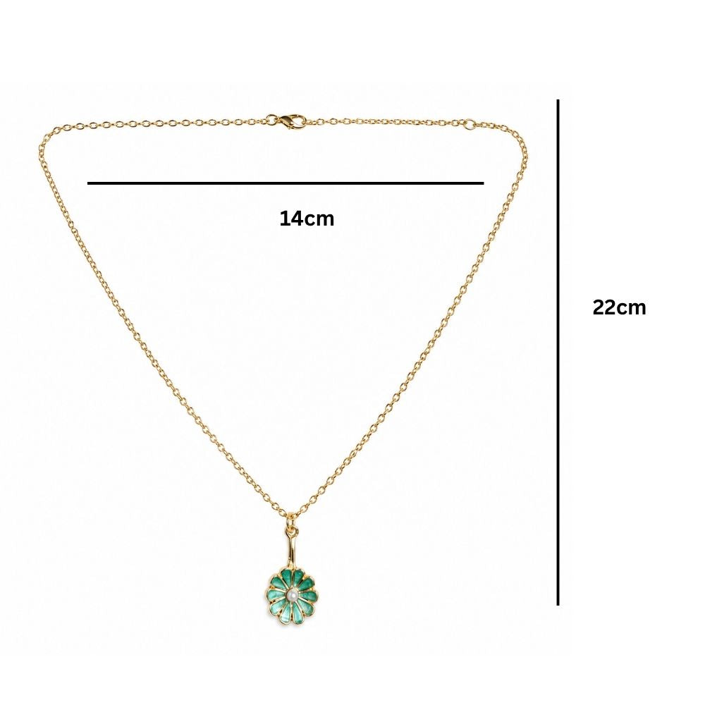 Etnico Fashion Gold Plated Anti Tarnish Floral Pendant Necklace with Faux Pearl for Women & Girls Stylish Fashion Jewellery (WN005)