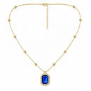 Etnico Fashion Gold Plated Anti Tarnish Blue Crystal Pendant Necklace for Women & Girls Stylish Fashion Jewellery (WN007Bl)