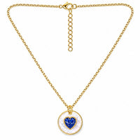 Etnico Fashion Gold Plated Anti Tarnish Blue Heart Pendant Necklace for Women & Girls American Diamond Style Heart Charm Chain Fashion Jewellery (WN009Bl)