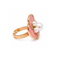EtnicoFashion Gold Plated Floral Pearl Adjustable Ring for Women & Girls Stylish Fashion Jewellery (WR002Pi)