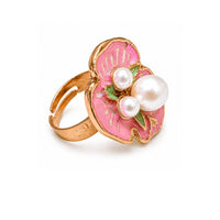 EtnicoFashion Gold Plated Floral Pearl Adjustable Ring for Women & Girls Stylish Fashion Jewellery (WR002Pi)