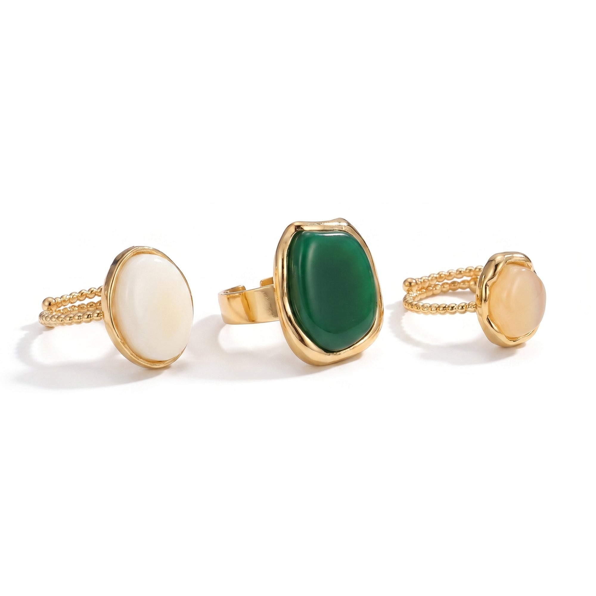 EtnicoFashion Gold Plated Adjustable Stone Rings Combo for Women & Girls Cocktail Ring Set Stylish Fashion Jewellery (Pack of 3) (WR003)