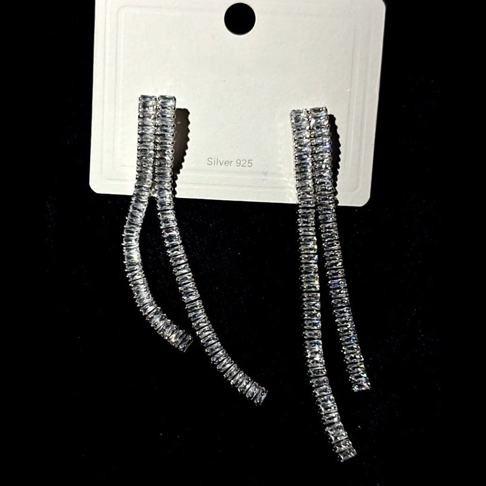 Dhirish International Sparkling American Diamond Dangler Earrings