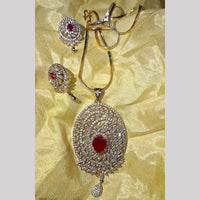 Dhirish International Stylish 2 Tone American Diamond Pendant Chain