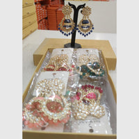 Dhwani Trendy  Kundan Stone And Pearl Meenakari Dangler Earrings (Pack of 12)