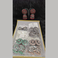 Dhwani Vintage Oxidised Pota Stone And Pearl Jhumki Earrings