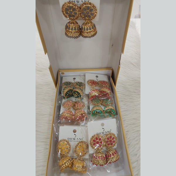 Dhwani Gold Plated Austrian Stone Jhumki Earrings (Assorted Color)
