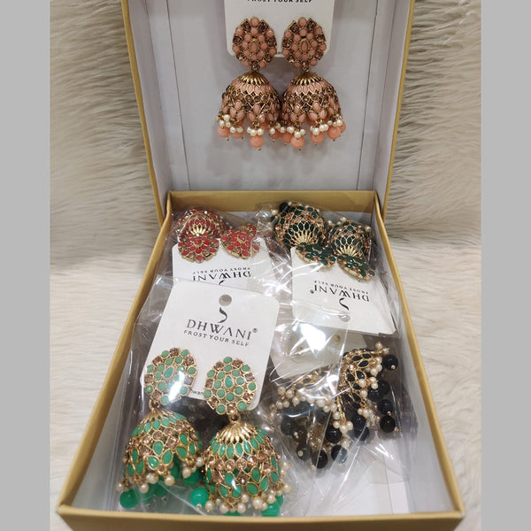 Dhwani Gold Plated Austrian Stone Jhumki Earrings (Assorted Color)